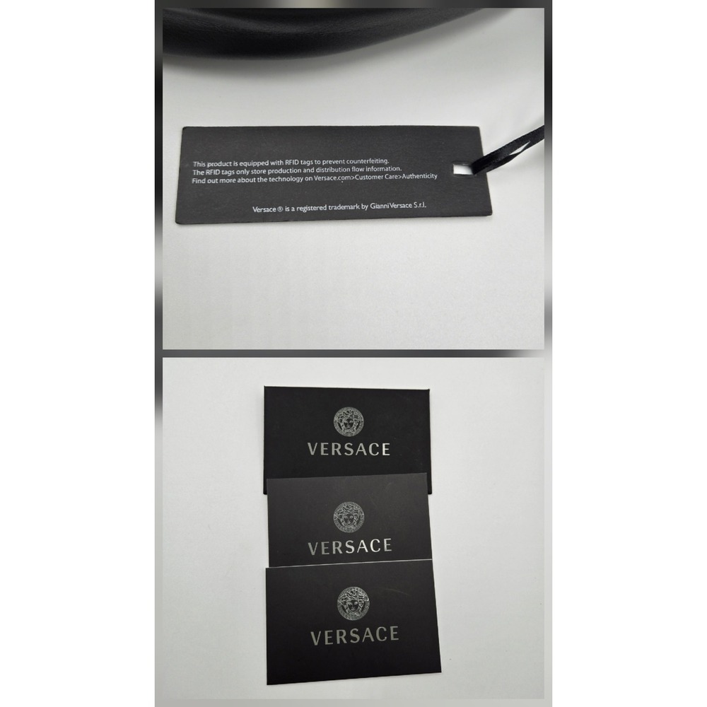 NWT Versace Repeat Small Hobo Bag Black Leather Medusa Biker Zipper - Picture 7 of 10